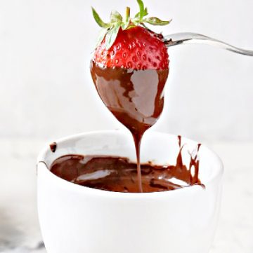 Vegan Chocolate Fondue - Decadent and dairy-free! Simple to make for a fun interactive family dessert or date night experience at home.