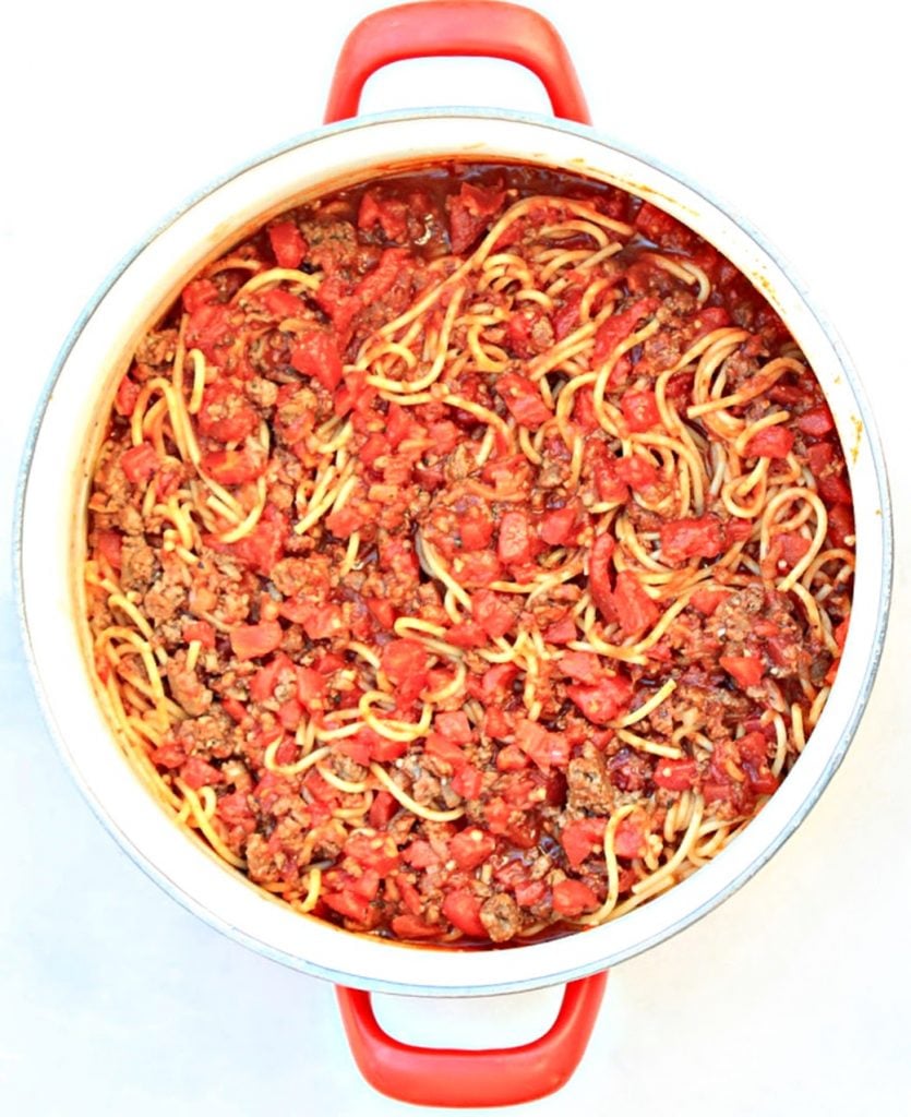spaghetti with vegan meat sauce
