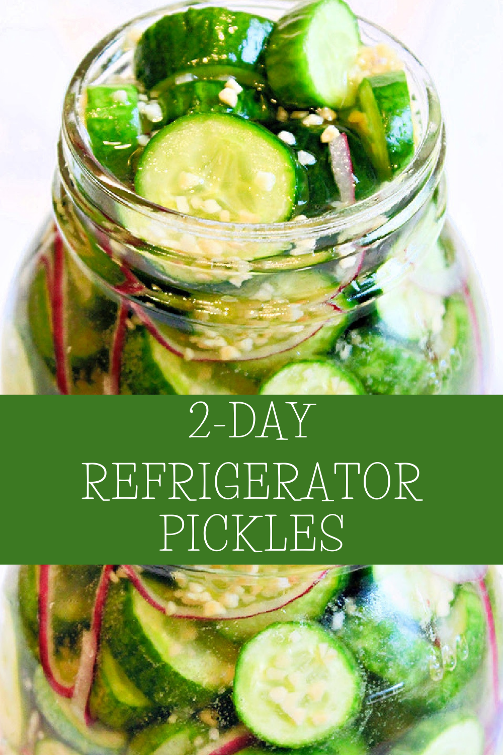 Refrigerator Pickles are quick and easy to make with 6 simple ingredients. No cooking or canning equipment needed. Ready to enjoy in just 2 days! via @thiswifecooks