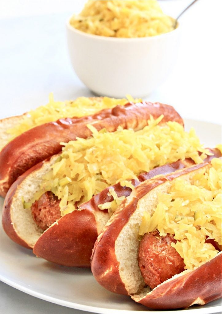 Sauerkraut Hot Dog Topping ~ 5 simple ingredients and 5 minutes are all you need for this quick and easy recipe!