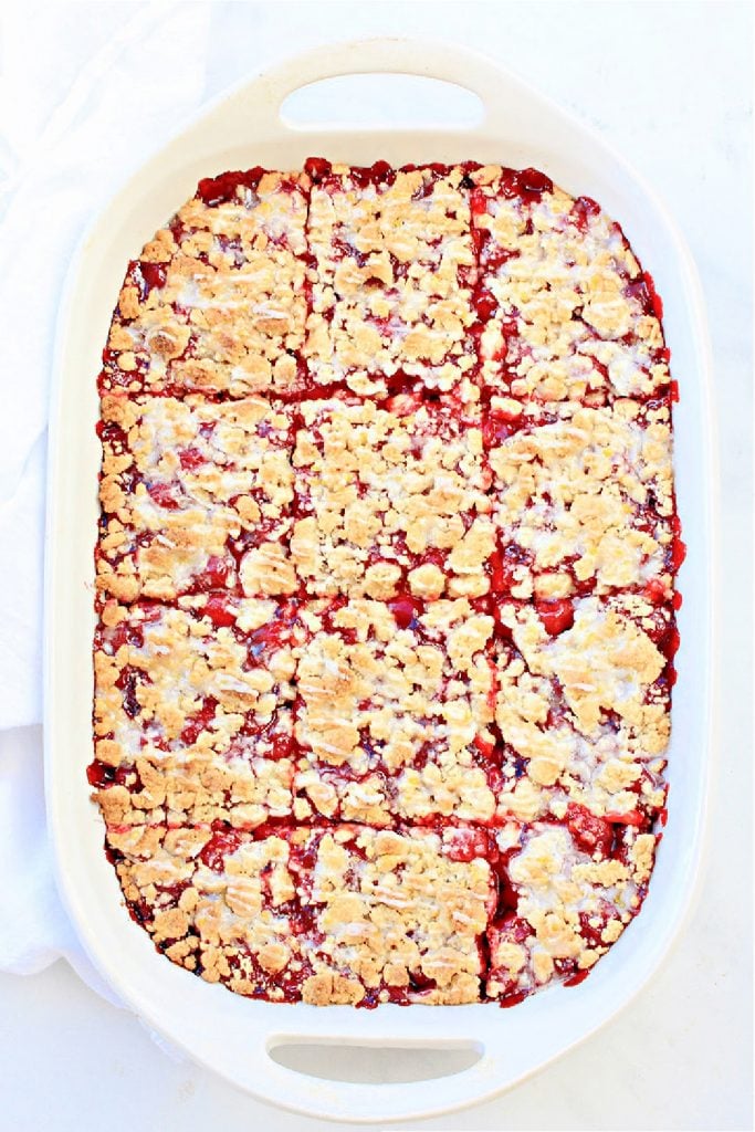 Top down view of sliced cherry bars.