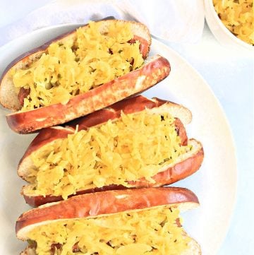Sauerkraut Hot Dog Topping ~ 5 simple ingredients and 5 minutes are all you need for this quick and easy recipe!