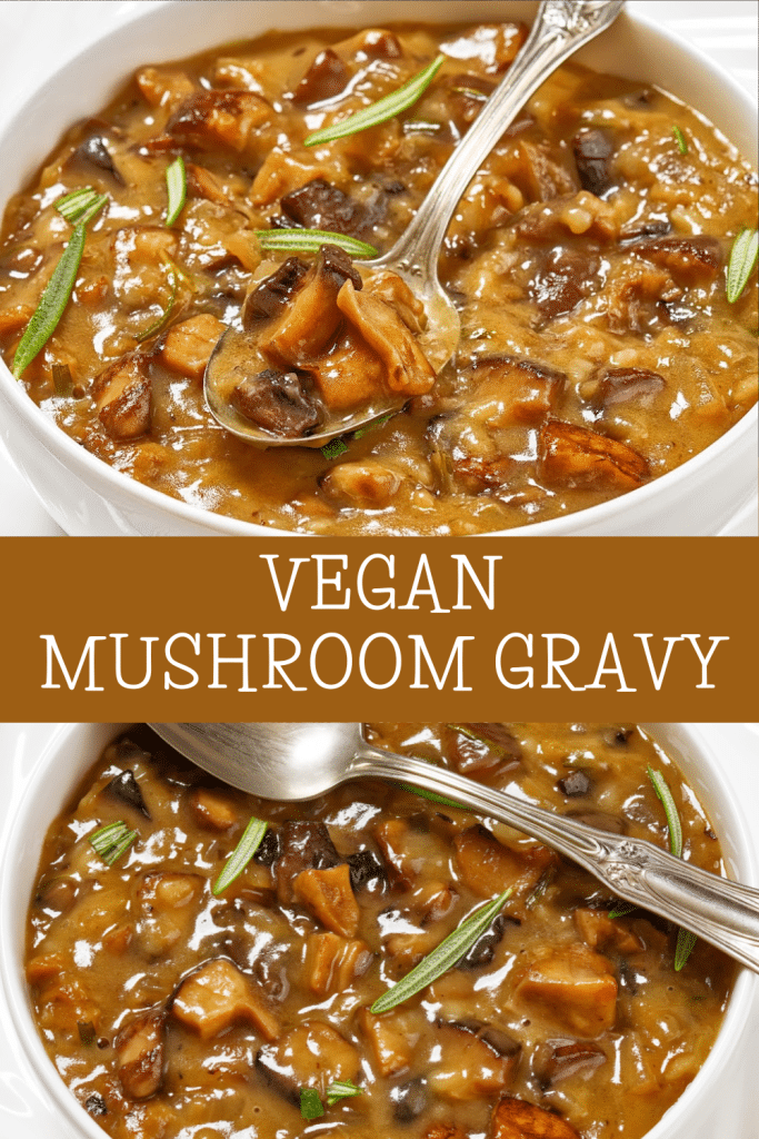 Vegan Mushroom Gravy ~ A rich, savory, and flavorful complement to your Thanksgiving dinner menu! Perfect over mashed potatoes & dressing!