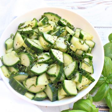 Cucumber and Basil Salad ~ Simple ingredients and minimal prep work make this easy and fresh side dish a summertime winner!