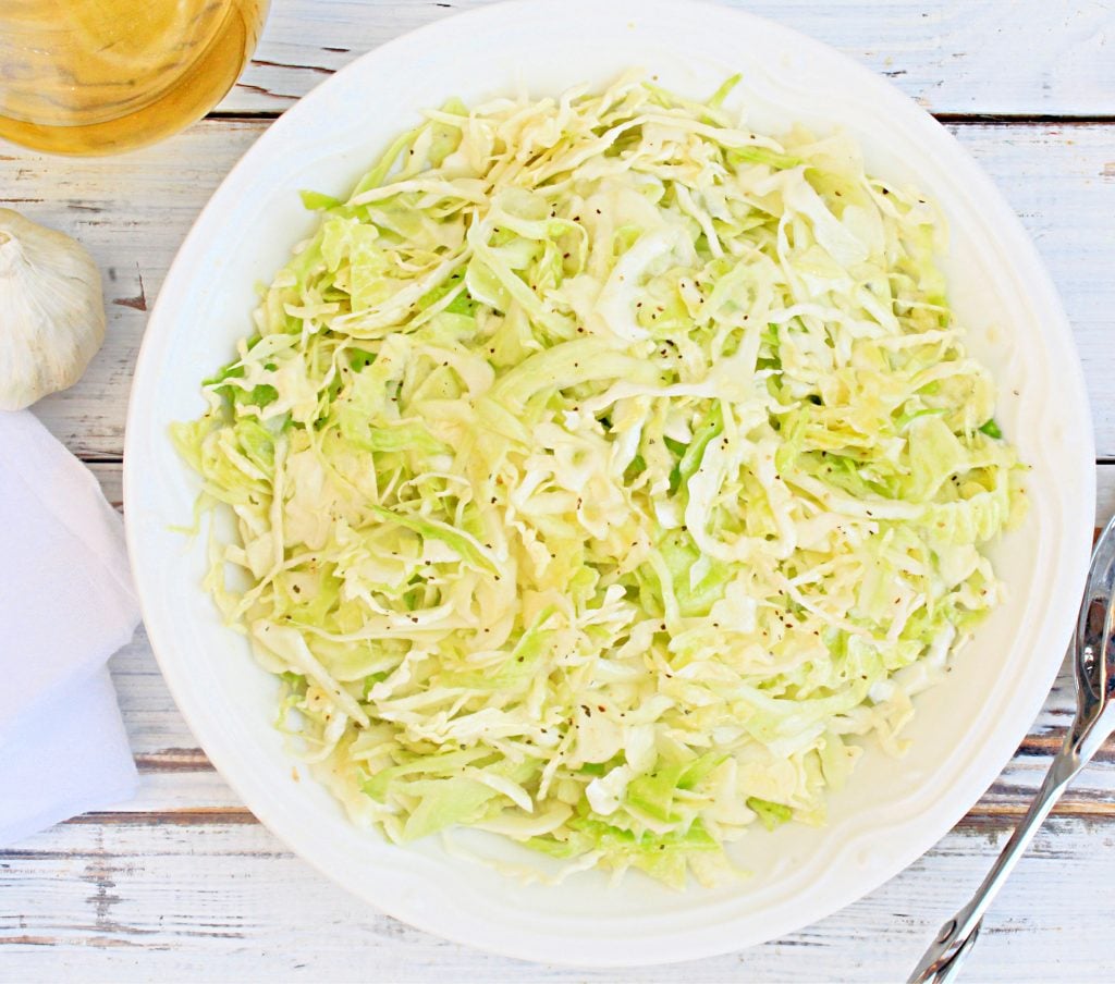 Oil and Vinegar Coleslaw ~ A cool and crisp, mayonnaise-free coleslaw made with simple ingredients! Ready to serve in about 20 minutes!