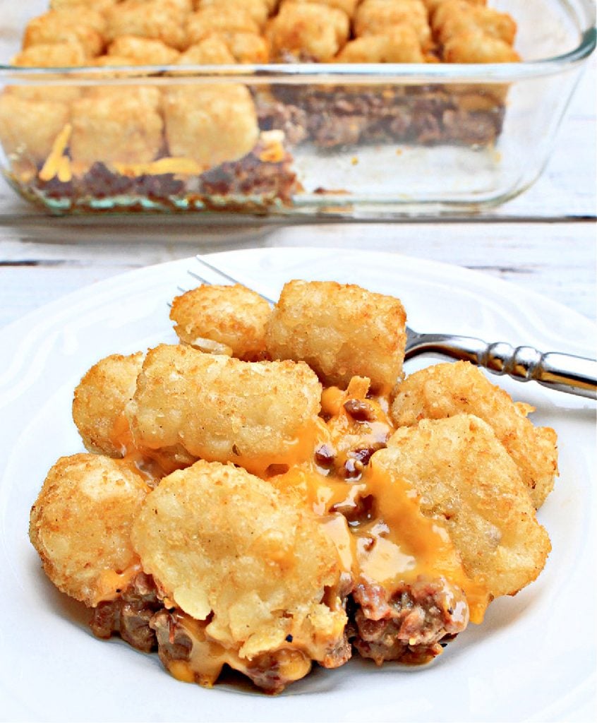 Cowboy Casserole ~ Kids and adults alike love this hearty and satisfying "meat and potatoes" dinner! Perfect for busy weeknights!