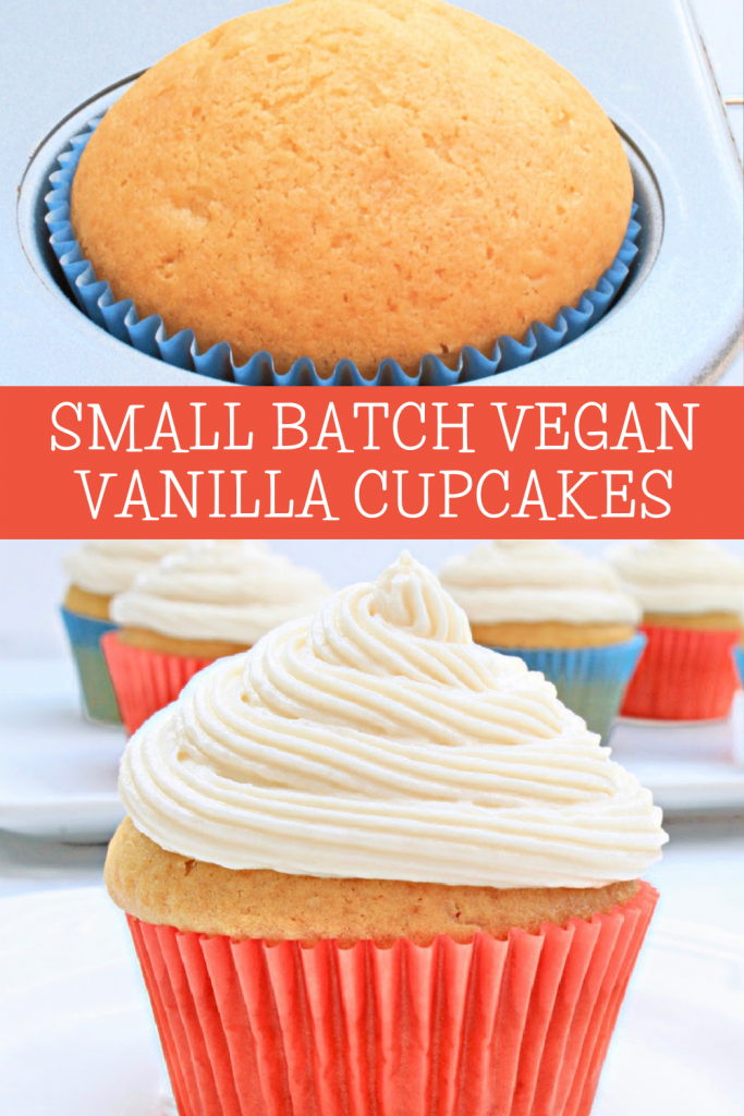 Small Batch Vegan Vanilla Cupcakes ~ A half-dozen light and fluffy dairy-free cupcakes! Easy to whip up for one, two, or just a few.