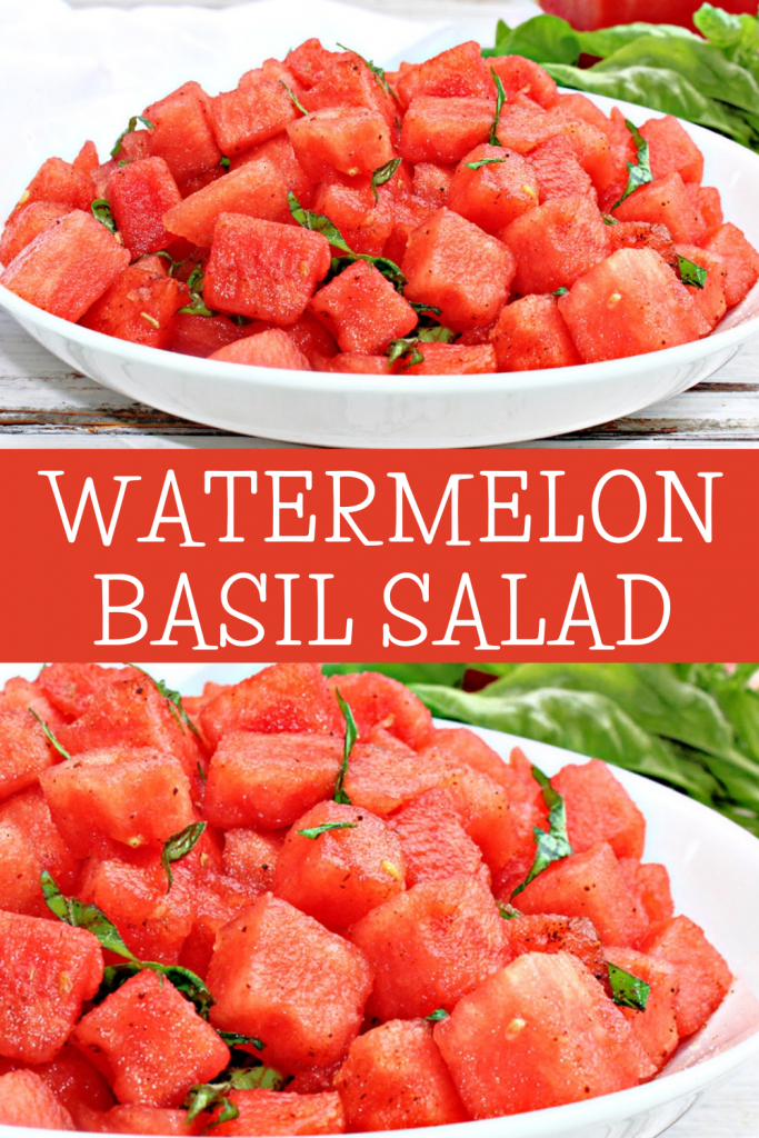 Watermelon Basil Salad is light, refreshing, and simple to make! Chili powder, lemon, & salt counterbalance the sweetness of the watermelon.