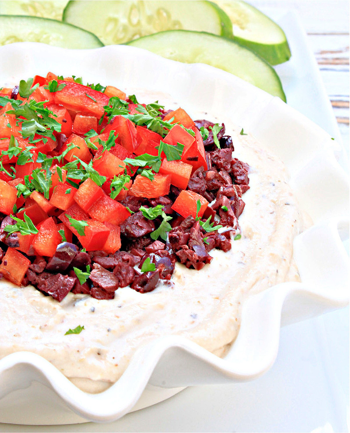 Vegan Whipped Feta Dip ~ Serve this quick and easy Mediterranean-style dip with fresh veggies and pita chips for a quick and easy appetizer your guests will love!