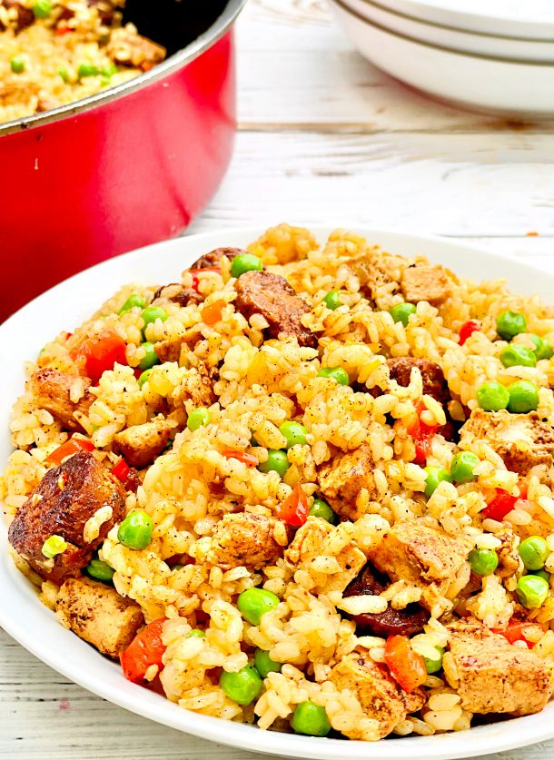 Vegan Chicken and Chorizo Paella - This Wife Cooks™