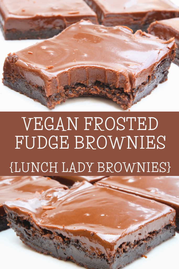 Frosted Fudge Brownies {Lunch Lady Brownies} ~ Chewy chocolate old-school brownies topped with a glossy, homemade whipped chocolate frosting.
