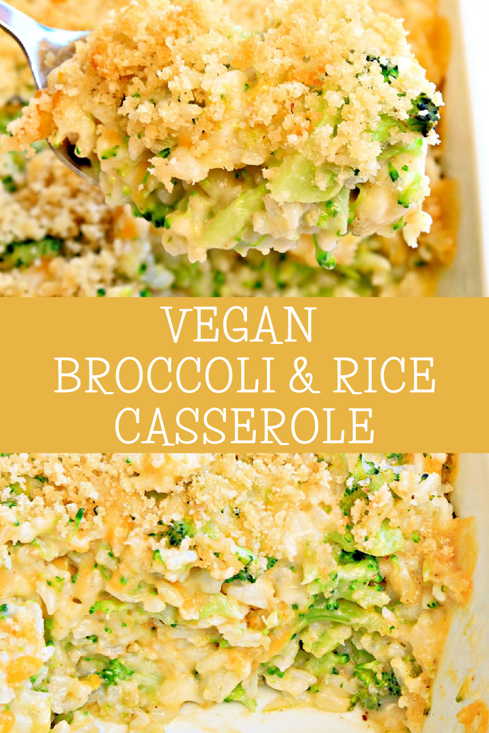 Broccoli and Rice Casserole ~ Fresh broccoli and fluffy rice with homemade vegan cheese sauce. An easy and comforting casserole classic! via @thiswifecooks