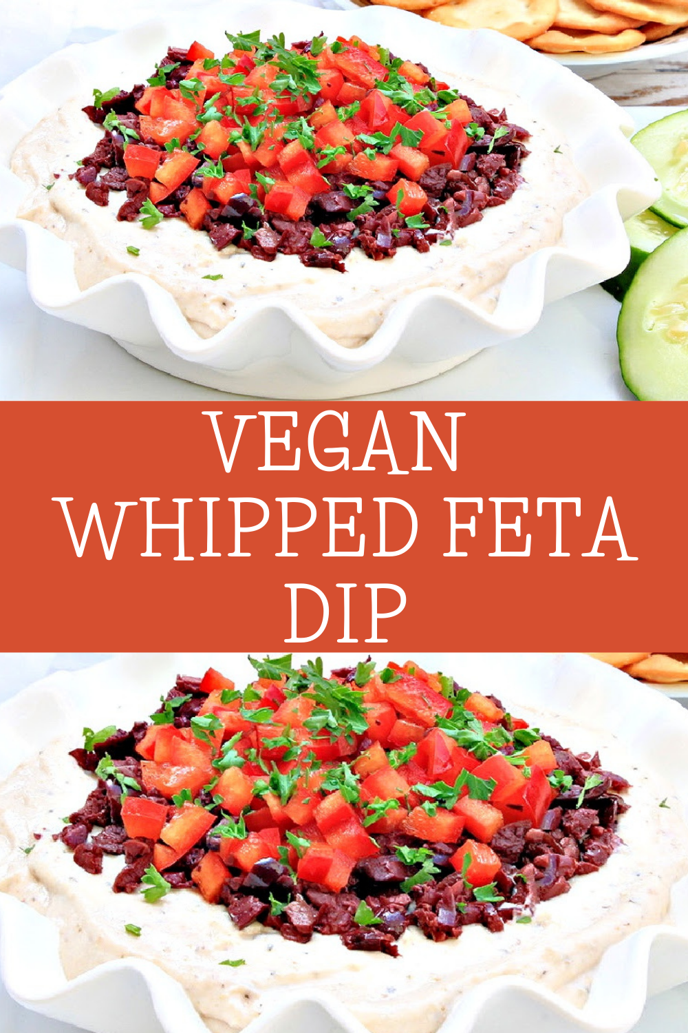Vegan Whipped Feta Dip ~ Serve this quick and easy Mediterranean-style dip with fresh veggies and pita chips for a quick and easy appetizer your guests will love! via @thiswifecooks