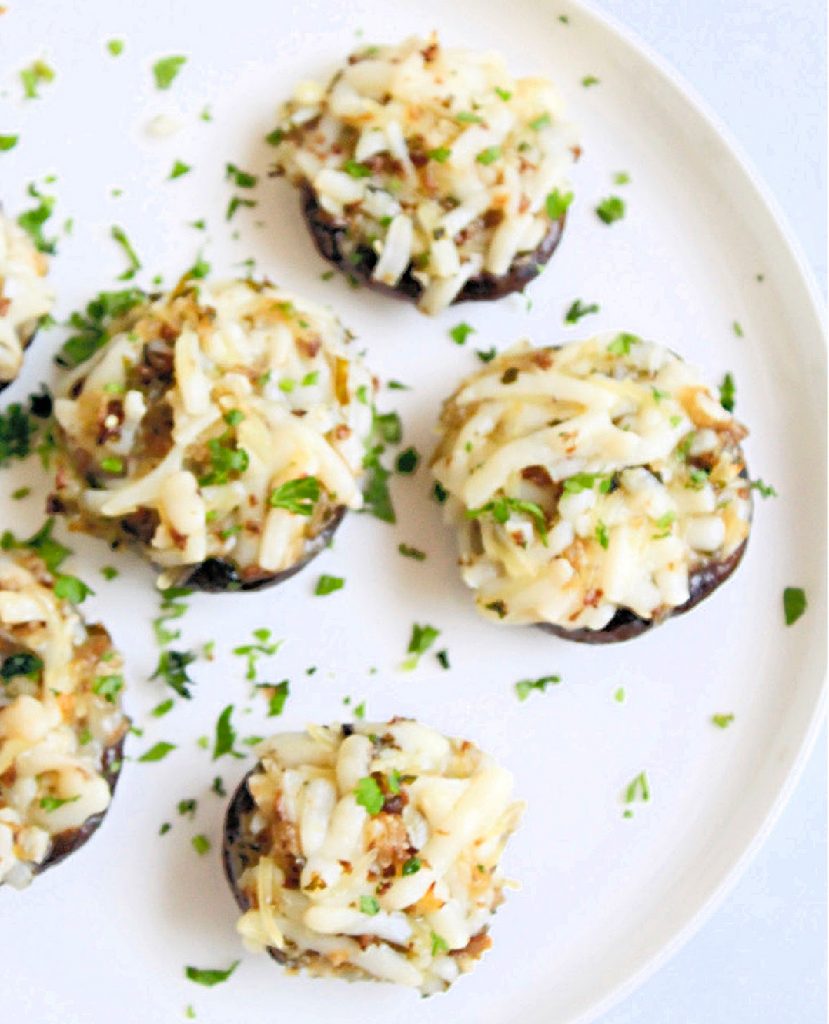 Mozzarella Stuffed Mushrooms ~ A classic appetizer! These cheese stuffed mushrooms are easy to make and great for holiday entertaining!