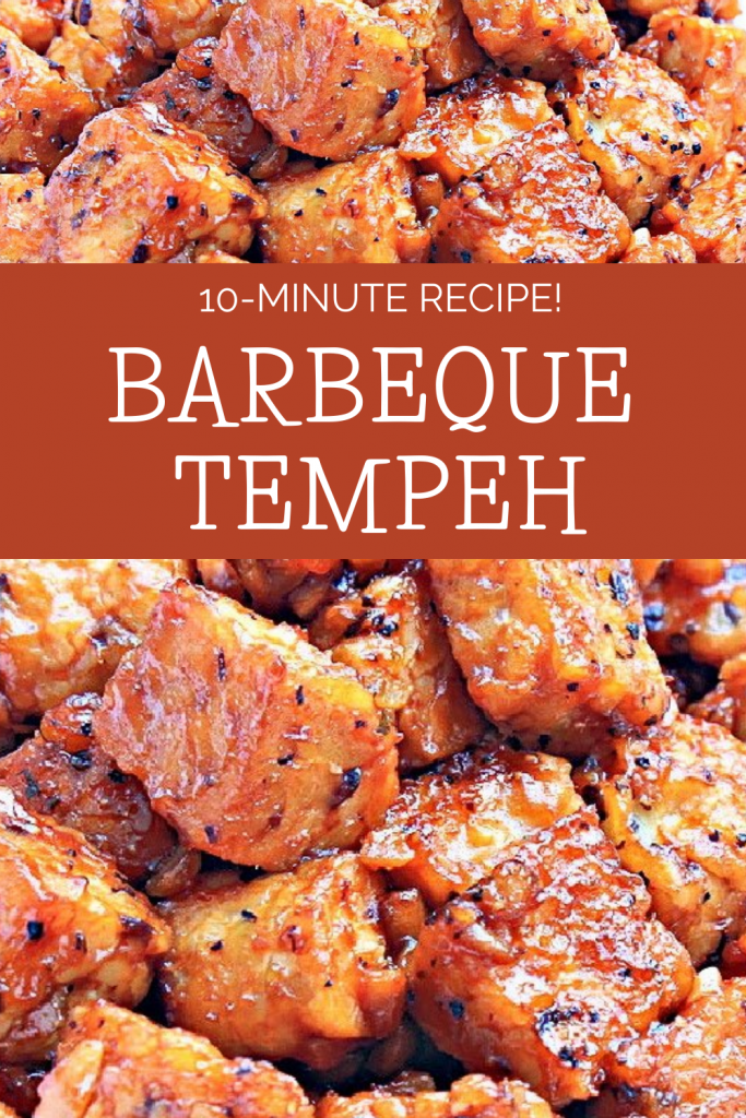 Barbeque Tempeh ~ Six simple ingredients and about 10 minutes are all you need for this delicious, high protein, and plant-based BBQ dish!