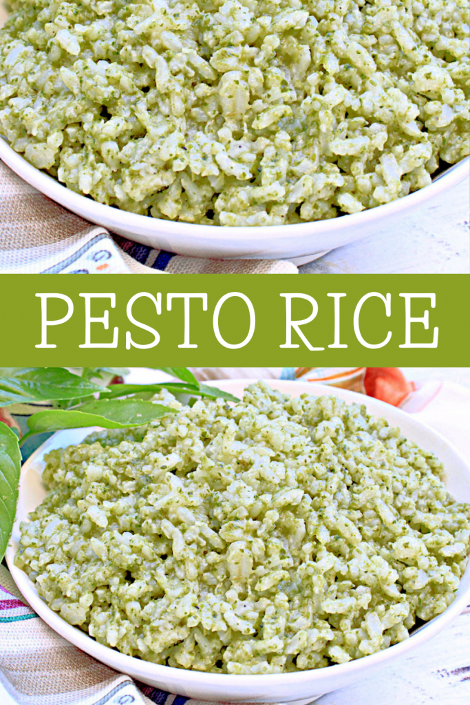 Pesto Rice ~ The light and herbaceous flavors of this creamy rice dish make it a nice addition to all sorts of dinner meals!