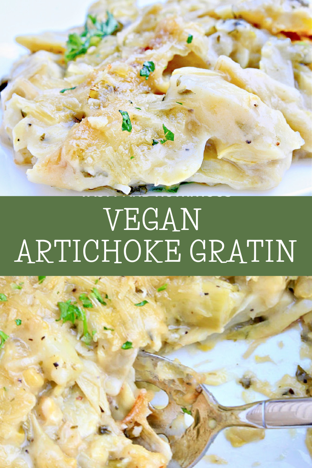 Artichoke Gratin ~ Artichokes smothered in a savory, creamy, dairy-free sauce then baked until bubbly. Simple and elegant for the holidays! via @thiswifecooks