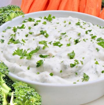 Vegan Ranch Dip ~ The classic party dip! Dairy-free ranch dip is easy, creamy, and perfect for parties, game days, and everyday snacking at home!