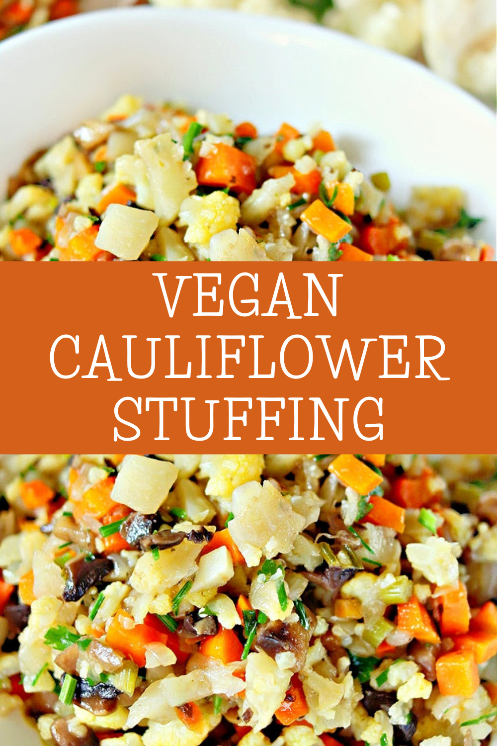 Vegan Cauliflower Stuffing ~ Your low carb and gluten free guests will love this savory alternative to bread-based stuffings! via @thiswifecooks