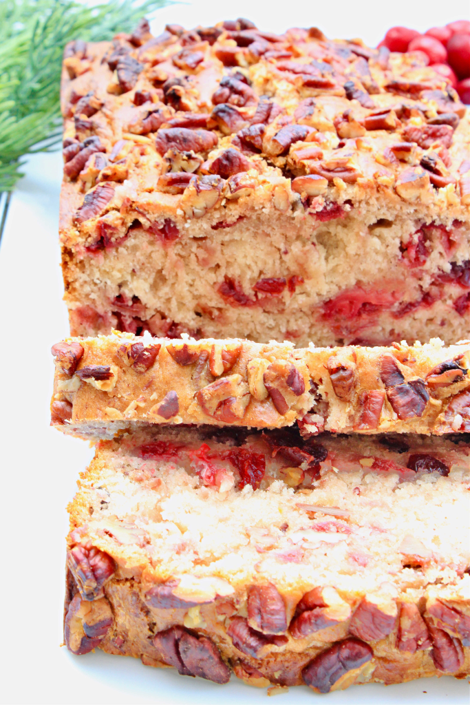 Cranberry Banana Bread ~ A festive and flavorful spin on classic banana bread and a great way to use leftover cranberry sauce!