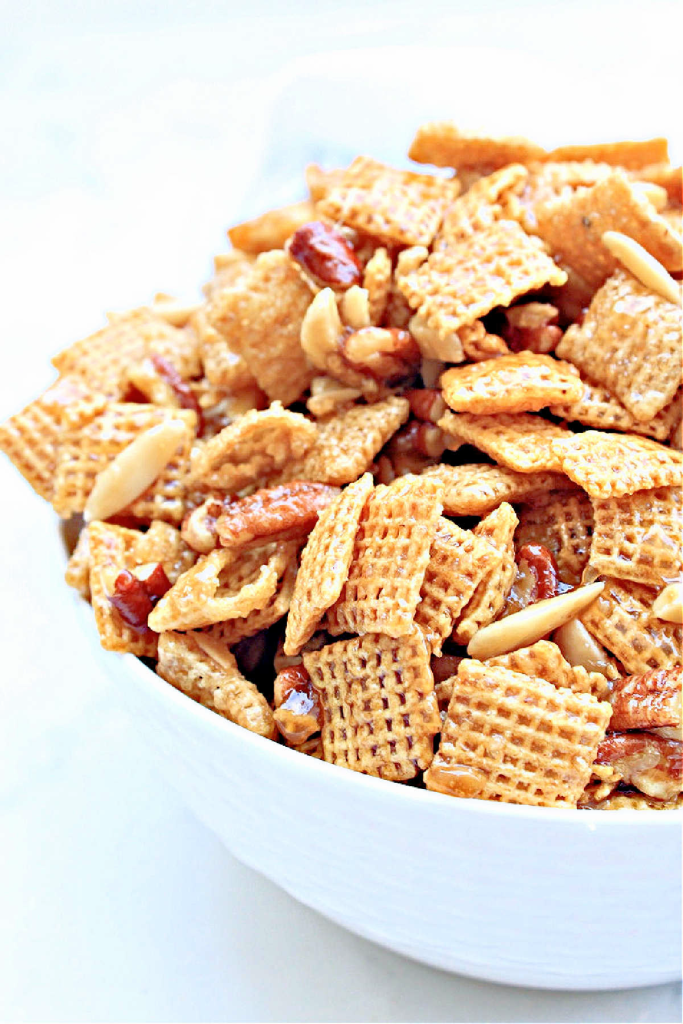 Sweet Chex Party Mix ~ This nutty, sweet, and highly addictive treat is perfect for holiday snacking and gifting!