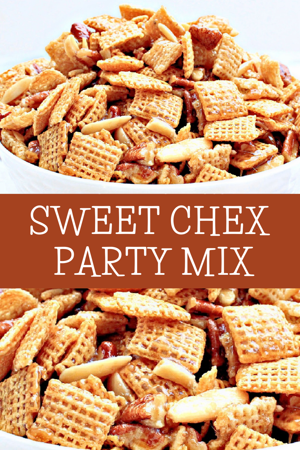Sweet Chex Party Mix ~ This nutty, sweet, and highly addictive treat is perfect for holiday snacking and gifting! via @thiswifecooks