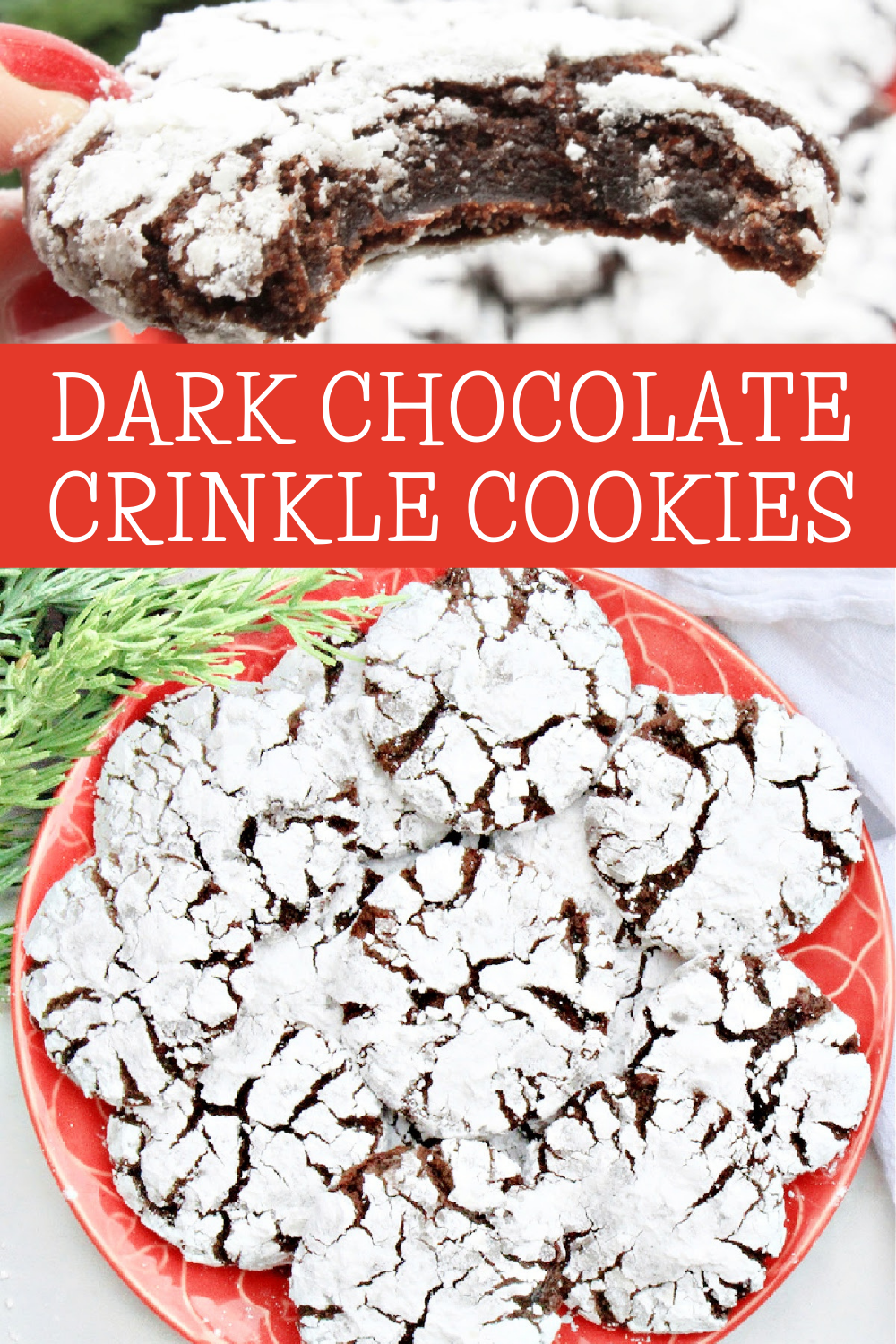 Dark Chocolate Crinkle Cookies ~ These classic Christmas cookies are soft, rich, and sweet with fudgy centers and layers of powdered sugar. Perfect for holiday snacking!  via @thiswifecooks