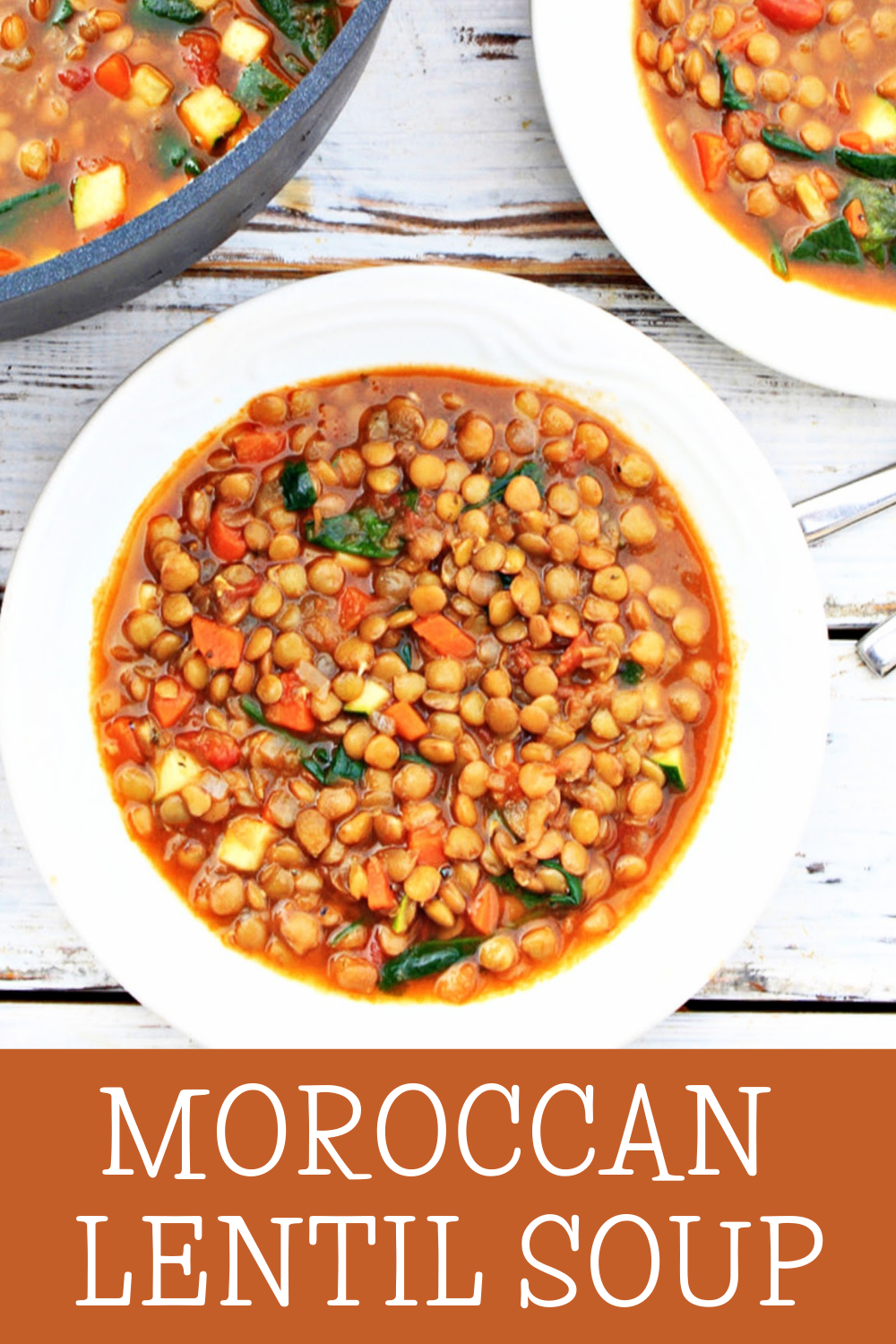 Moroccan Lentil Soup ~ This hearty and fragrant one-pot meal is quick to make and packed with good-for-you ingredients! Perfect for easy weekday cooking or meal prep! via @thiswifecooks