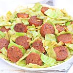 Cabbage and Sausage ~ SImple ingredients deliver big flavors in this easy one-skillet meal! Ready to serve in 15 minutes!