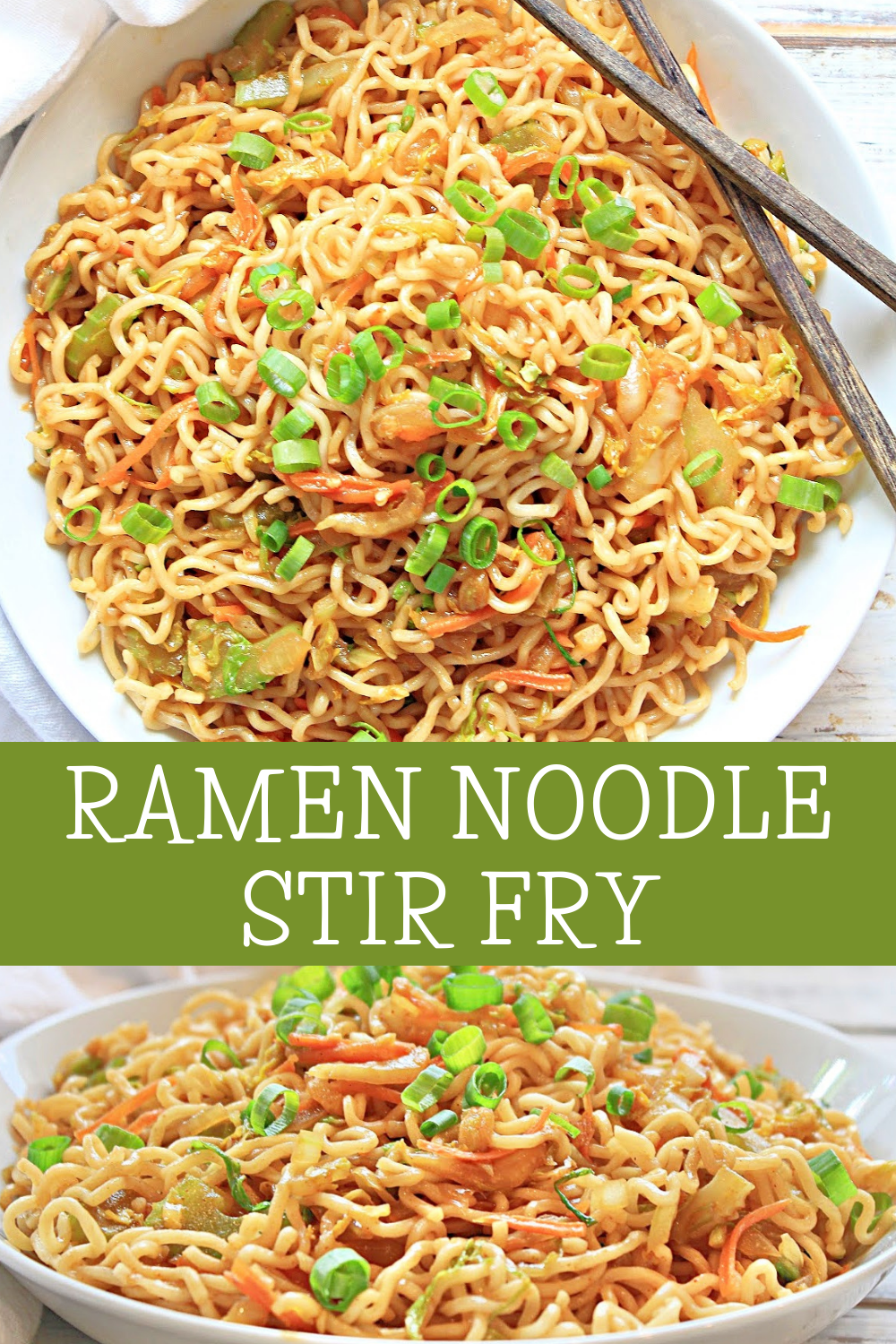 Ramen Stir Fry ~ Pan-fried ramen tossed with fresh vegetables and homemade stir fry sauce is easy, flavorful, and budget-friendly!  via @thiswifecooks