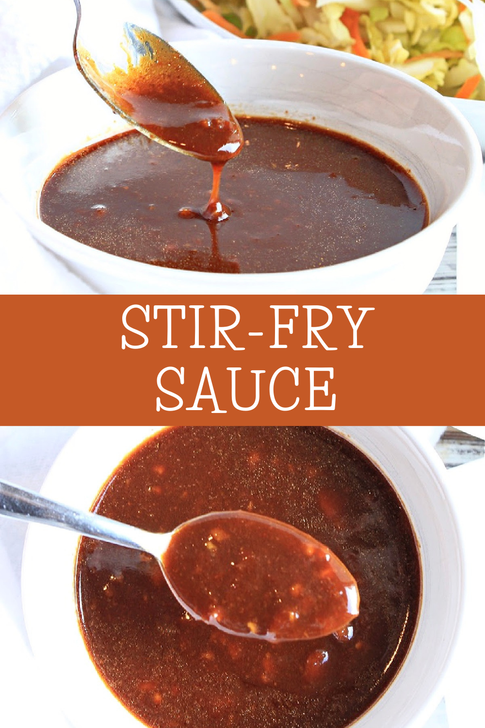 Stir Fry Sauce ~ Garlic and ginger stir fry sauce adds robust flavor to all your stir-fried dinners! Ready in 5 minutes or less! via @thiswifecooks