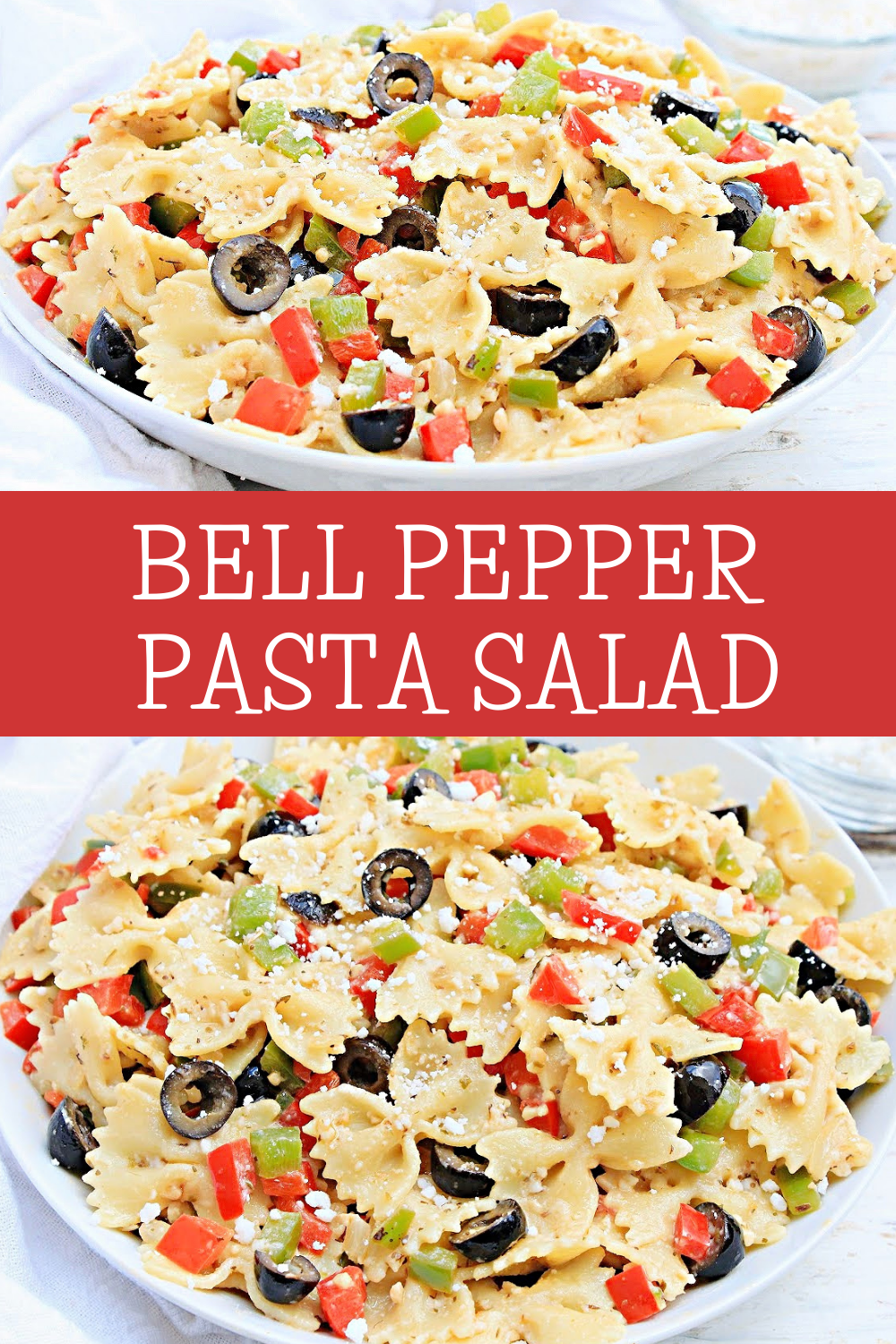 Bell Pepper Pasta Salad ~ Easy Greek-style pasta made with simple ingredients and ready to serve in 30 minutes or less! via @thiswifecooks