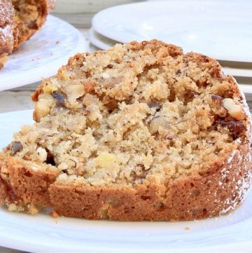 Banana Bundt Cake ~ This dairy-free snack cake is easy to whip up with ripe bananas and simple pantry ingredients. Enjoy with a hot cup of coffee or tea!
