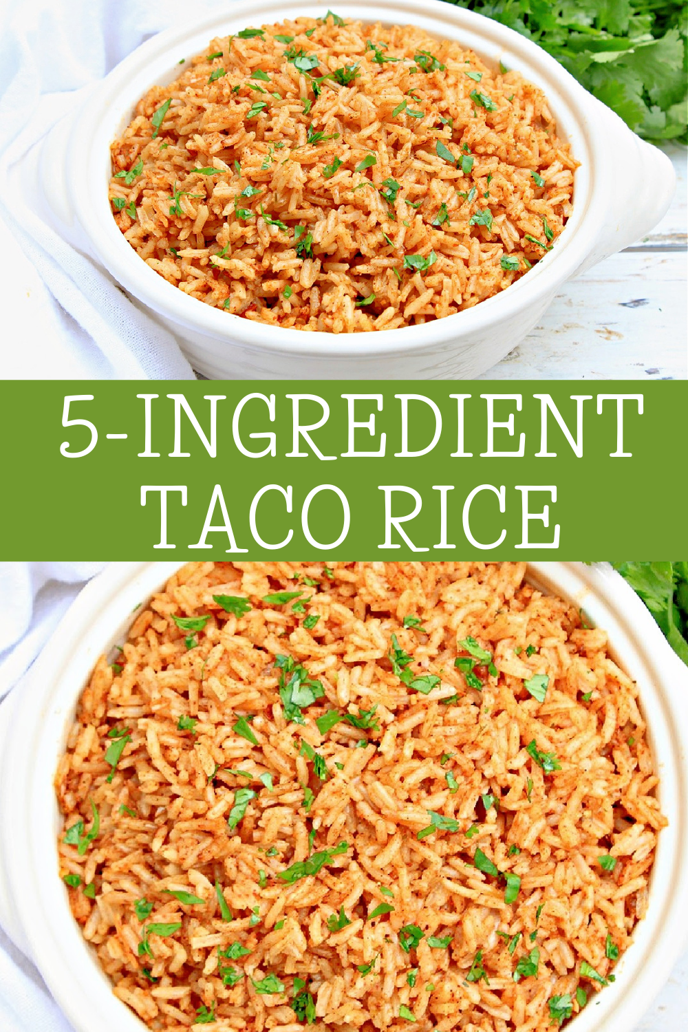 Taco Rice ~ An easy and versatile Mexican restaurant-style side dish! 5 simple ingredients are all you need! No tomatoes! via @thiswifecooks