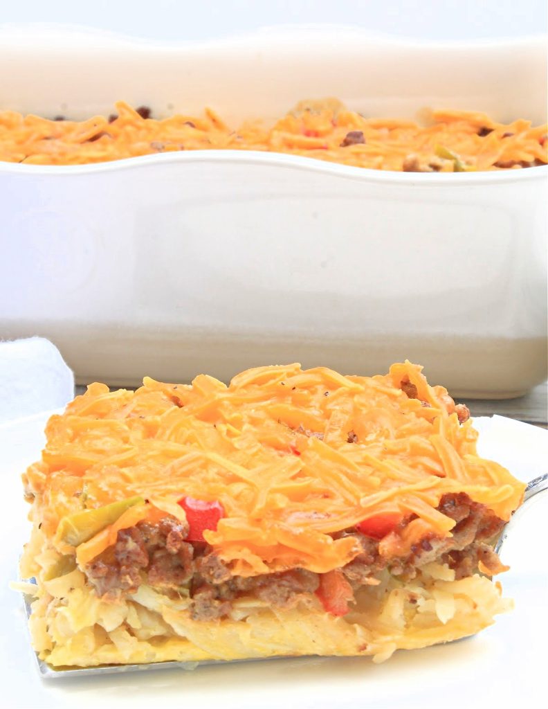 Vegan Breakfast Casserole ~ Easy breakfast casserole made with JUST Egg. Perfect Christmas morning or weekend brunch! Make-ahead option!