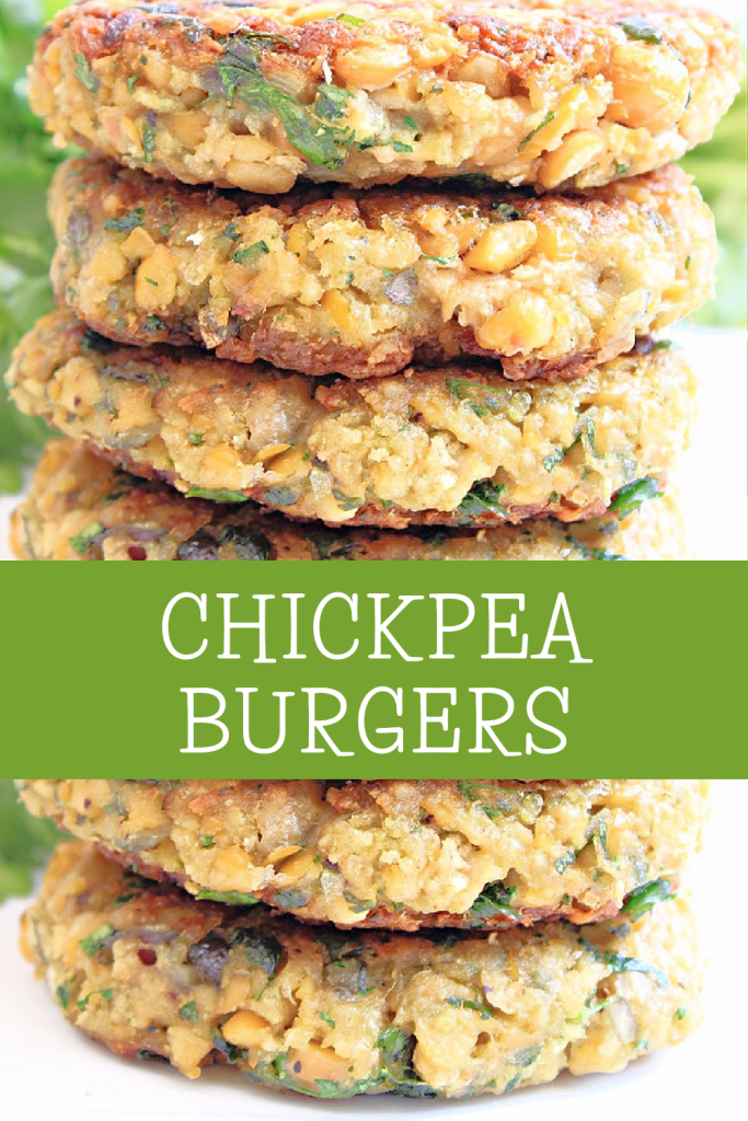 Chickpea Burgers ~ These vegan veggie burgers are quick and easy to make with simple ingredients. Ready to serve in 20 minutes!