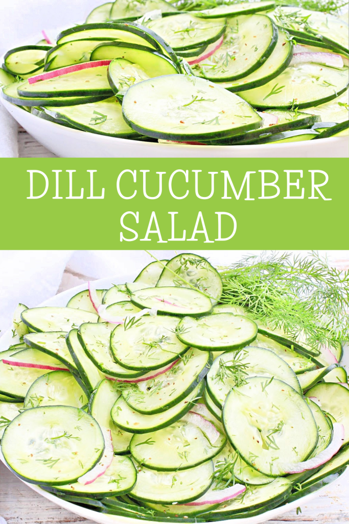 Dill Cucumber Salad (Gurkensalat) ~ Cool, refreshing, and crisp salad with sliced cucumbers and fresh dill in an easy vinegar-based dressing!