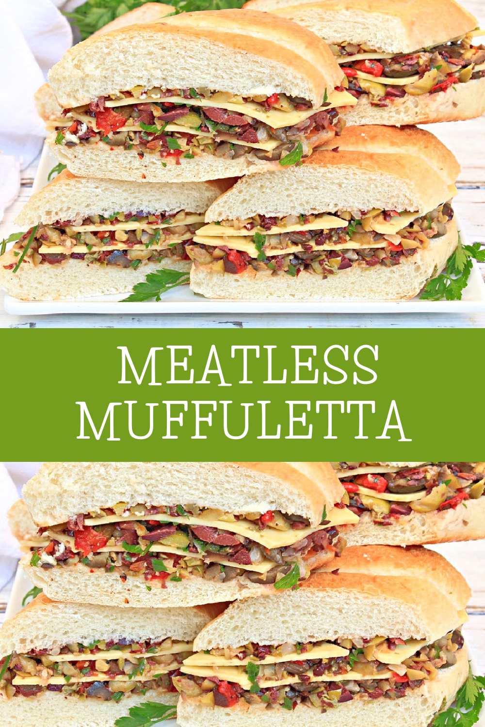Vegan Muffuletta Subs ~ Italian deli-style olive mix, including three varieties of chopped olives, pickled veggies, roasted red peppers, capers, garlic, and herbs, layered with vegan cheese and pressed between thick slices of sub bread for a flavorful meat-free spin on the New Orleans classic! via @thiswifecooks