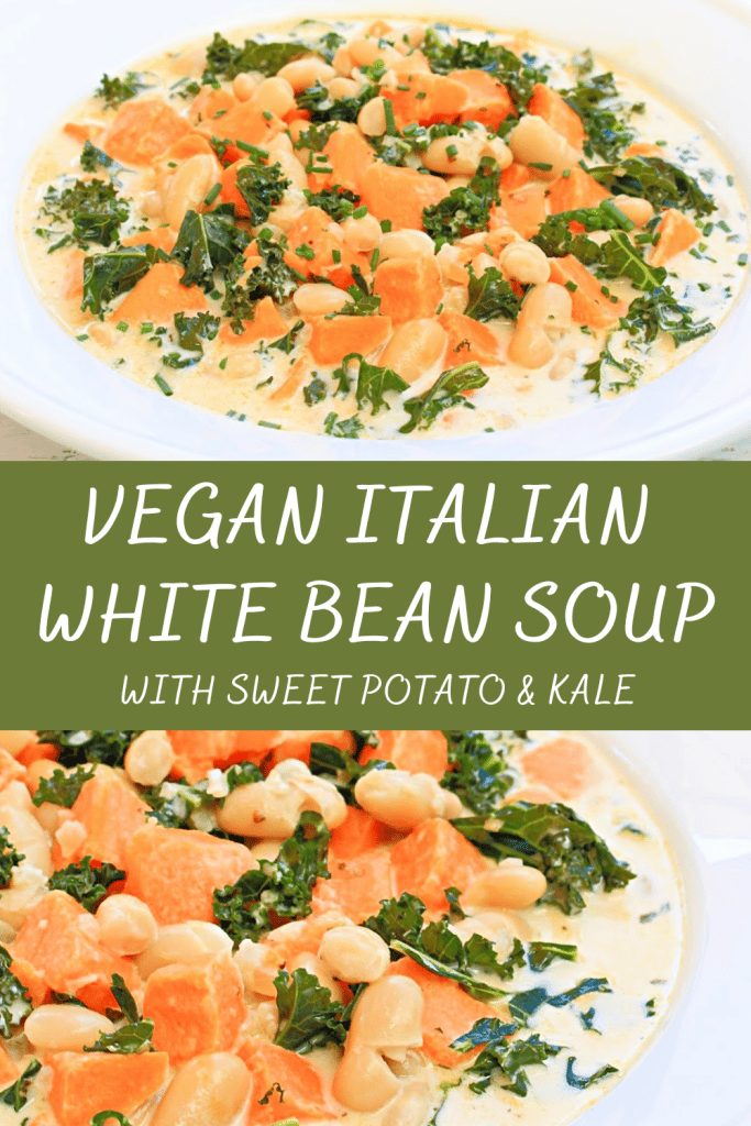Sweet Potato, Kale, and White Bean Soup ~ A hearty Italian soup packed with good-for-you ingredients. Ready to serve in 30 minutes or less!