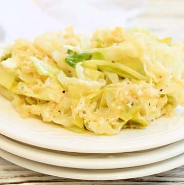 Southern Cabbage Casserole ~ This old-fashioned, creamy baked cabbage dish with crunchy topping is easy to assemble and perfect for holidays, potlucks, or Sunday dinners at home.