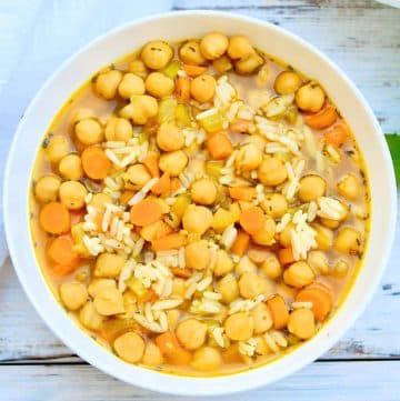 Wild Rice and Garbanzo Bean Soup ~ This hearty and healthy soup is dairy-free and easy to make with simple and savory ingredients.