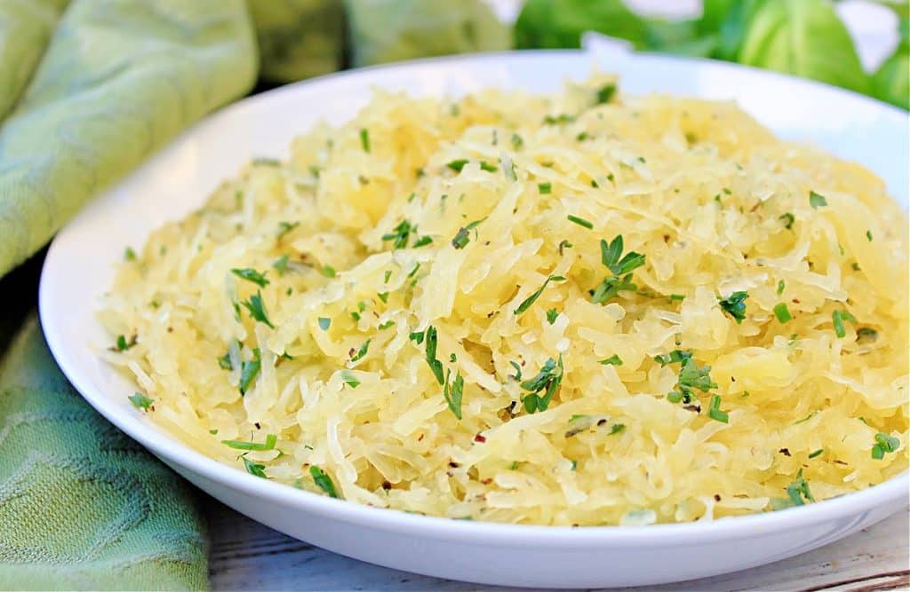 Herbed Spaghetti Squash ~ Vibrant flavors of fresh herbs shine in this easy low-carb dish!