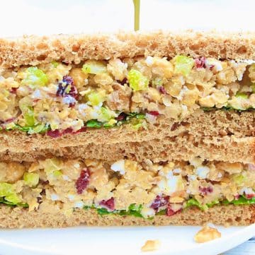 Cranberry Walnut Chickpea Sandwiches ~ This quick and healthy lunch is perfect for meal prep or packed lunches on the go!