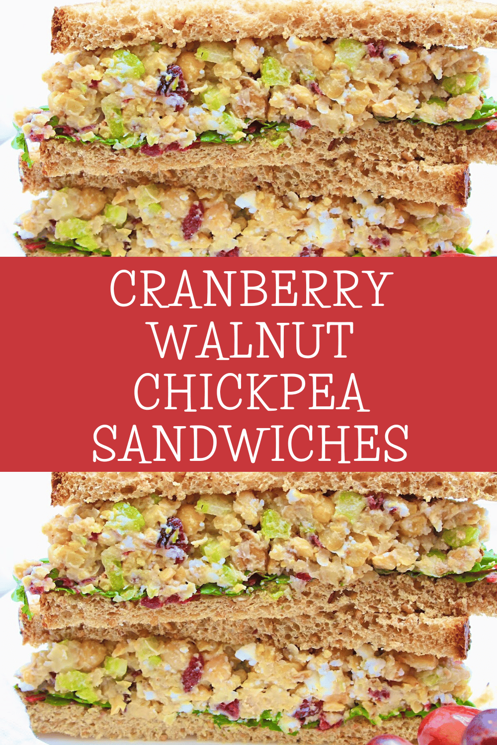 Cranberry Walnut Chickpea Sandwiches ~ This quick and healthy lunch is perfect for meal prep or packed lunches on the go!  via @thiswifecooks