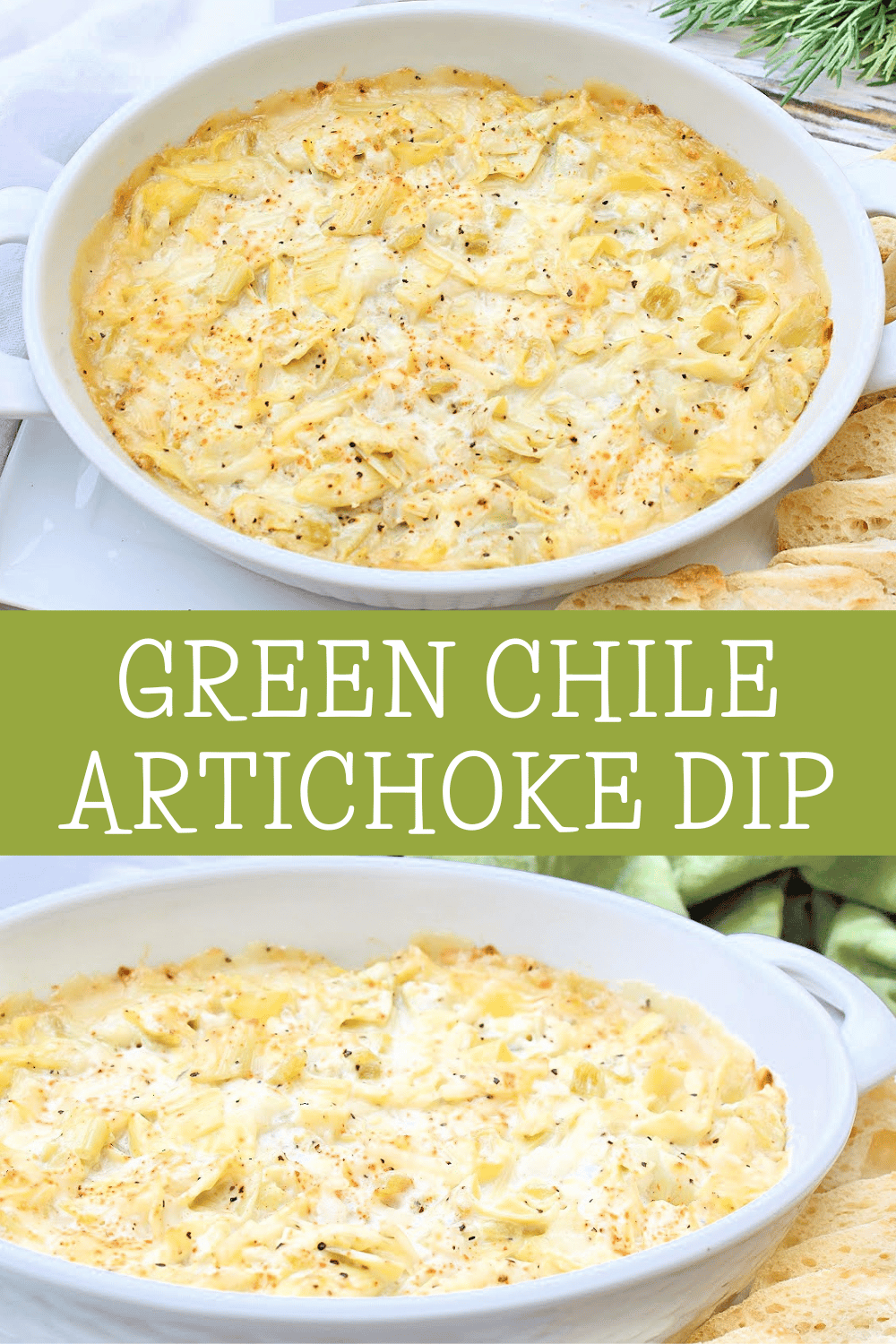 Green Chile Artichoke Dip ~ This classic hot artichoke dip is packed with vibrant, tangy flavors and so easy to make! via @thiswifecooks