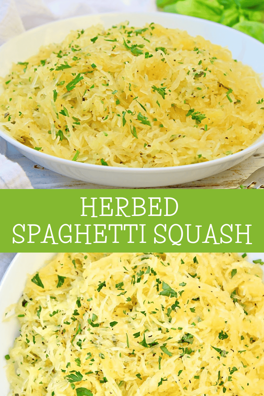 Herbed Spaghetti Squash ~ Vibrant flavors of fresh herbs shine in this easy low-carb dish! via @thiswifecooks