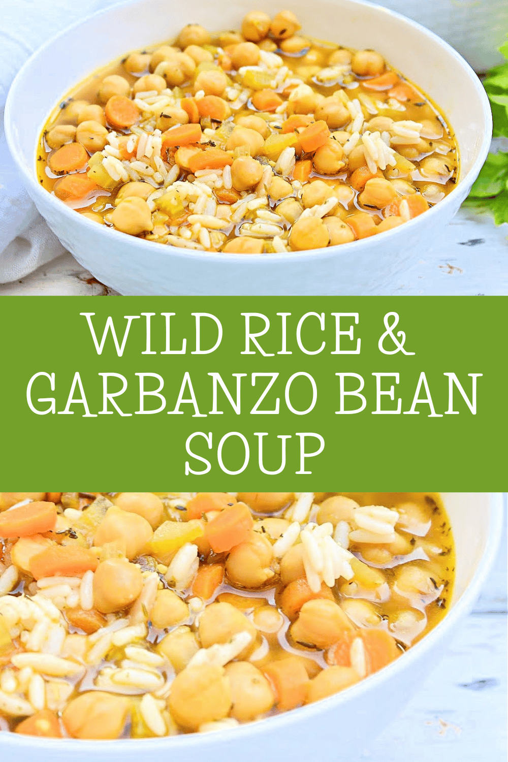 Wild Rice and Garbanzo Bean Soup ~ This hearty and healthy soup is dairy-free and easy to make with simple and savory ingredients. via @thiswifecooks