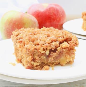 Apple Streusel Coffee Cake ~ Tender and sweet apple cake topped with crumbly and buttery cinnamon streusel. Serve this autumn treat for breakfast, brunch, or dessert!