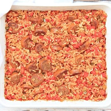 Red Rice Casserole ~ This hearty Southern classic is an easy dinner that's loaded with big and bold flavor!