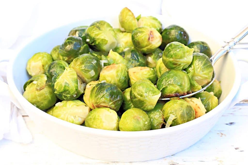 Stovetop Brussels Sprouts ~ Pan-fried Brussels sprouts simmered in a savory and buttery plant-based broth are easy, flavorful, and versatile!